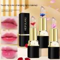 Beautiful lifeCrystal Jelly Lipstick with Fresh Flowers Inside Moisturizer Clear Lip Gloss Balm Color Changing with Temperature Mood Lipstick. 