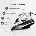 Geepas Steam Iron - 2 in 1 Dry & Steam Iron with Ceramic Soleplate – Adjustable Temperature Control – Dry Ironing, Spray Function & Burst of Steam - 400 ml Water Tank, Anti-Drip, 3000 Watts ( 2 years Warranty ). 