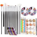 Monja 64Pcs/set Nail Set Nail Art Painting Brush Kit 5 Pcs Rhinetstone Dotting Picking Pen Nail Foil Tape Sticker DIY Manicure Tool. 