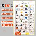 ABC Urdu And 123 Magic Whiteboard 3 in 1 Writing And Learning Whiteboard for Kids with Free White board Marker. 