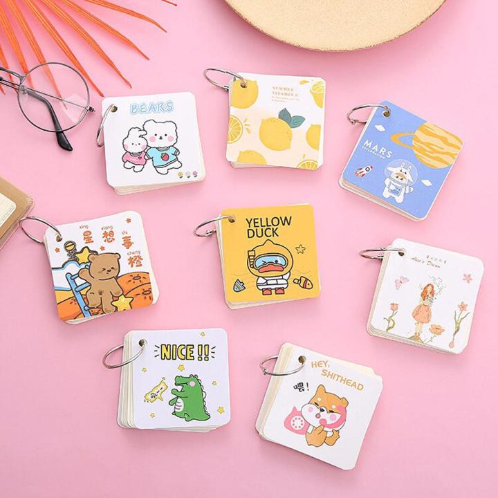 80 Sheets Binder Ring Flipping Flash Card Index Cards Notepad Combinable Study Cards Mini Note Book Message Card Note Paper Set