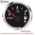 52mm Fuel Level Gauge 0-190Ohm Switchable 240-33Ohm Fuel Oil Level Meter Waterproof Boat Car Gauges with Alarm. 