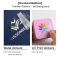 3D Custom UV Transfer Sticker DTF Print Brand Logo Clear Crystal Label Shine Gold Silver Metal Embossed Hollow Decal Waterproof. 