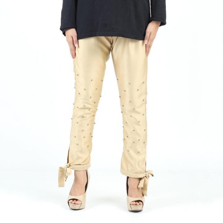 Silk Bow Trouser With Pearls Skin