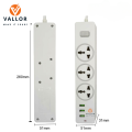 VALLOR™ Smart Universal Premium Portable Extension Board 3 Power Socket + Usb Ports Plug For Electronics Mobile Charging With 1.8 Meter Heavy Duty Copper Wire - White. 