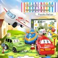 Railcar Puzzle Montessori Kids Toy 15 Pcs Magnetic Electric Racing Car Track Traffic Game DIY Assembly Electric Toddler Puzzle Track Set with Vehicle, Battery Powered Toy Vehicle and Puzzle Board, Railcar Building Toys Best Education Toy For Gift Age 3+. 