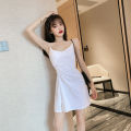 【ALLGOOD】Amoi white super fairy suspender dress women's inner and outer wear temperament, waist and crotch cover short skirt trendy. 
