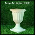 Copa Plastic XL Size Roman Style Pot Gardening Pot Vase Planter With Base Indoor And Outdoor Long Design - White. 