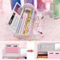 【FUN LIVE】 Multi-Function Pencil Case Large Capacity Pencil Cases Quicksand Translucent Cylindrical Pen Box With Calculator Kids Stationery. 