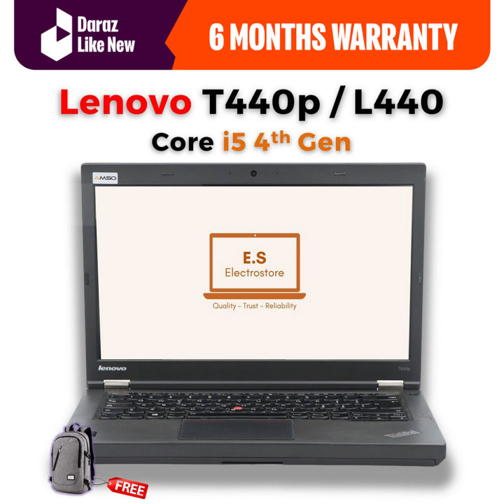 Lenovo ThinkPad T440p / L440 Intel Core i5 4th Generation 4GB RAM - 500GB Harddisk HDD 14inch Screen - Free laptop bag - Warranty -Daraz Like New Laptops