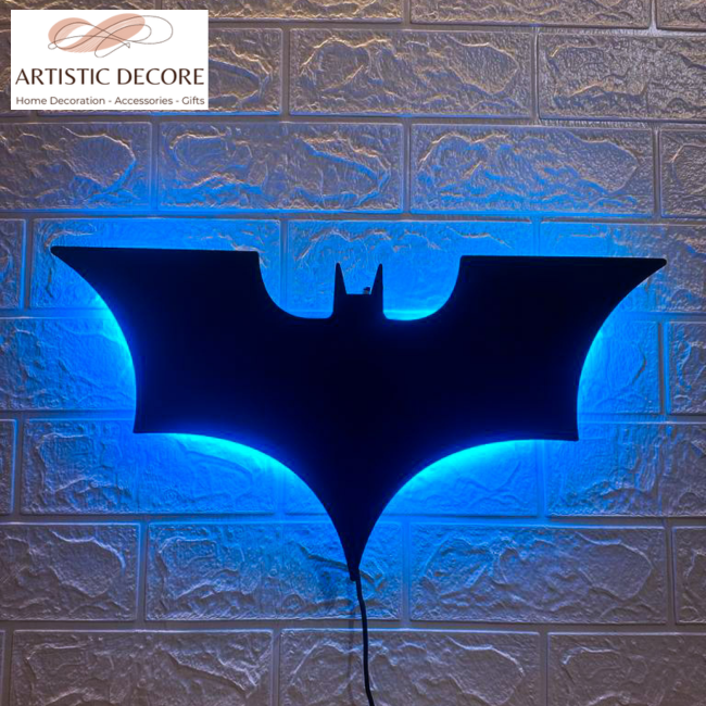 3D Batman LED Wall Lamp – Black Gaming Room Decor, Night Light Wall Art