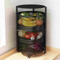 Kitchen Round shape Storage Rack Vegetable Rack 3/4/5 Layer's  360 Degree Movable Cylindrical Kitchen Storage Rack, Closet Storage Rack, Condiment Jars, Vegetable and Fruit Kitchen Storage Trolley for Home/Office. 