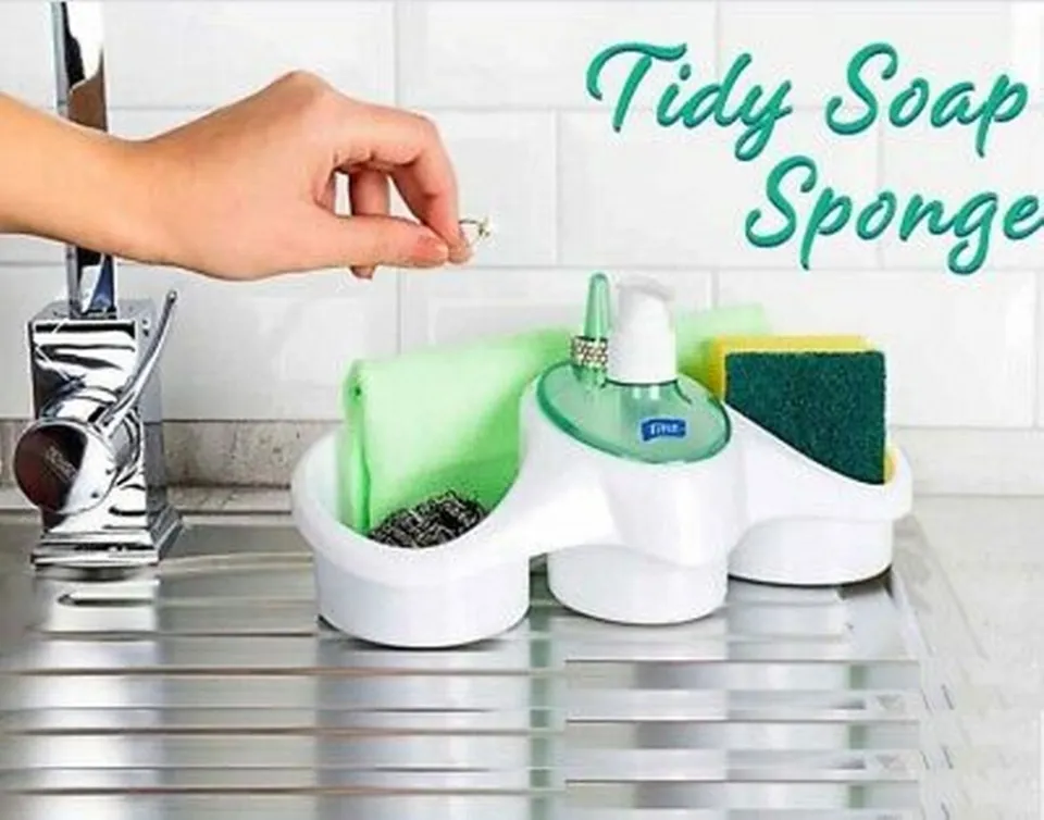 Kitchen Sponge Holder and Washing Up Liquid Soap Dispenser For Kitchen Bathrom Daraz.pk