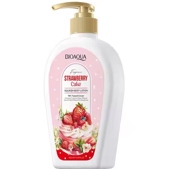BIOAQUA Strawberry Cake Body Lotion Natural Strawberries Body Lotion With Fragrance Moisturizing Face & Body Cream BQY46741