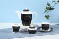 RoyalDine's Exclusive 15 Pieces Coffee/Tea Set (MATERIAL CERAMIC) Exquisite Tea Set For Tea Lovers. Elegant Tea Serving Set Marble Design.Vintage Black & White Teaset.. 