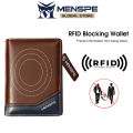 MENSPE Men Wallet RFID Card Case Safety Card Holder RFID Blocking PU Leather Wallet Card Holder Coin Wallet Document Organizer Card Case with Zipper. 