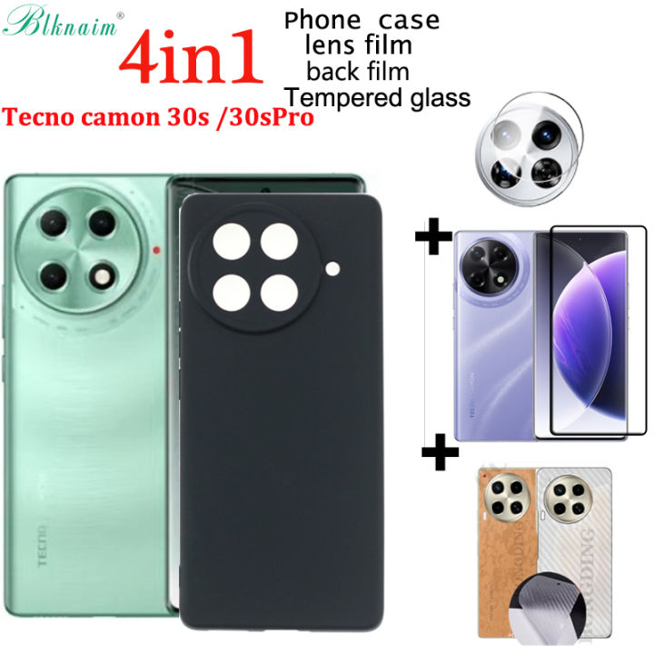 BLKNAIM (4-in-1) NEW For Tecno camon 30s/30S Pro Case Angel's Eye Mobile Phone case +Tempered glass + Carbon Fiber Back Film+Lens Film