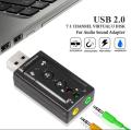 USB 2.0 to 7.1-Channel Virtual USB 3D Stereo Audio Adapter External Sound Card with 3.5 mm Audio and Microphone Ports, Internal Amplifier and Volume Controls. 