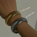 Killer Bzzo 18k Gold Plated Titanium Steel Bracelet Vintage Elastic Gypsy Polishing Bangle For Women Girls Fashion Aesthetic Jewelry. 