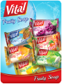 Pack of 3 Vital fruity soap in different fruits/ lemon/peach/ strawberry/ grapes/ green apple/ orange. 