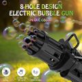 8-Hole Bubble Gunn Machine - Massive Bubble Gattler Toy gun With Bubble liquid for Kids - Automatic Electric Bubble Maker Machine glue Gunn - Assorted Random Color - Black Pink Golden PMP. 
