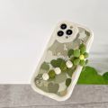 Sroof For iPhone 15 14 Plus 13 12 11 Pro XS Max X XR Korean trendy Cream Edge Fresh Green Oil Painting Love Smiling Face Painting Premium Flowers Soft Phone Case Back Cover. 