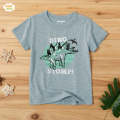 Dino Stomp Half Sleeves T-shirts for kids Texture sky blue - SBT-359. 