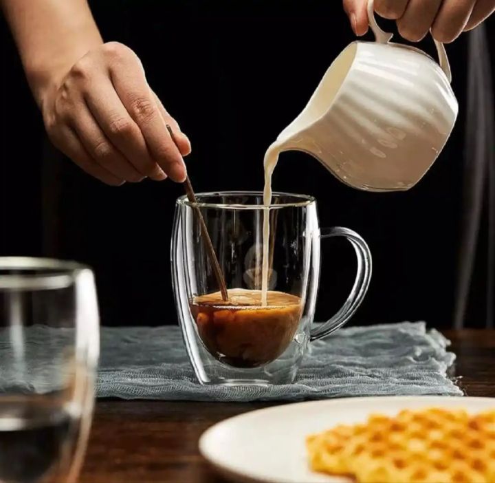 Echou Double Wall Mug 350ml High Quality a Thermal shock Borosilicate Mug for Coffee Tea