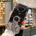 Casinglee for Huawei Y9A case Shiny Ring Glitter Soft Transparent Holder Stand Back cover with String for Huawei Y9A Phone cases cover Stars Moon Girls. 
