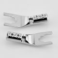 4 PCS Audio Jack Y Banana Plug Solder Wire Connector U/Y Rhodium Plated Copper Screw Fork HiFi Speaker Spade Connector. 