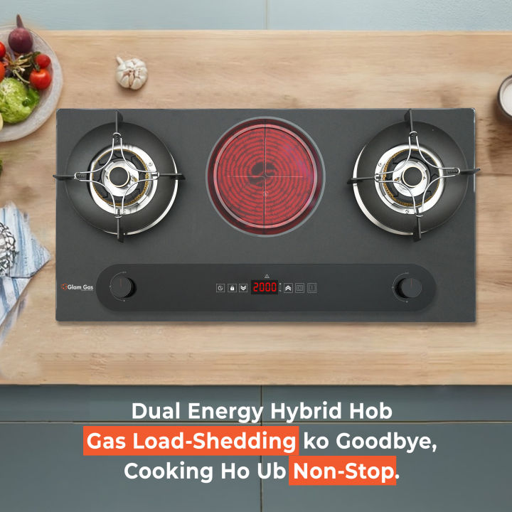 Glam Gas GG-02B-E Hybrid Hob – Built-in Gas & Electric Stove | Hob Price in Pakistan