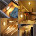 MIni Battery Powered Motion Sensor Night Light Magnetic Round Induction Night Lamp Eye Protection LED Smart Cabinet Light Bedroom. 