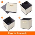 Pack of 5 Foldable Fabric Storage Box & Square Baskit Bins Cloth Organizer Cubes Organizer with Handles Jwellary And Makeup Storage Box with Dual Handles. 
