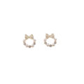 Youbo tech Clear Sweet Cute Bow Pearl Stud Earrings Hot-Selling Earrings Light Luxury Minority Earrings for Women. 