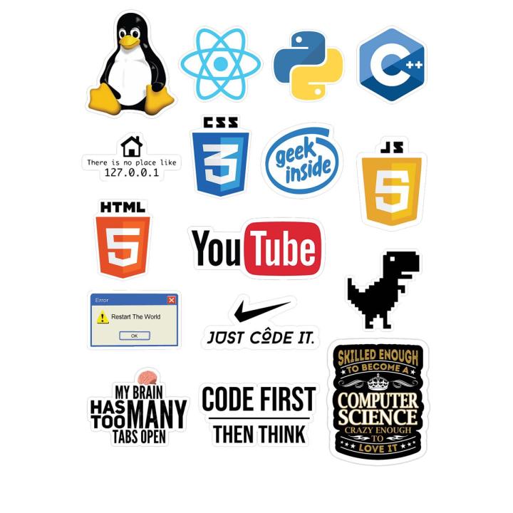 Programming Language Text Stickers for Laptop Car Bike Phone Stickers