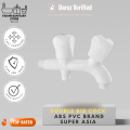 Premium Quality ABS PVC Double Bibcok For Toilet Shower/ Two Way Bib Cock with Flange 100% PTMT || Hot & Cold Water Easy Flow/ Kitchen, Bathroom, Wash Basin and Outdoor Faucet || Wall Mounted 5 Years Warranty / Wholesale Rate Price Guaranteed SUPERASIA. 