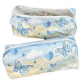 Sweet Simple Blue Butterfly Pencil Case High Capacity Stationery Storage Bag superman store. 