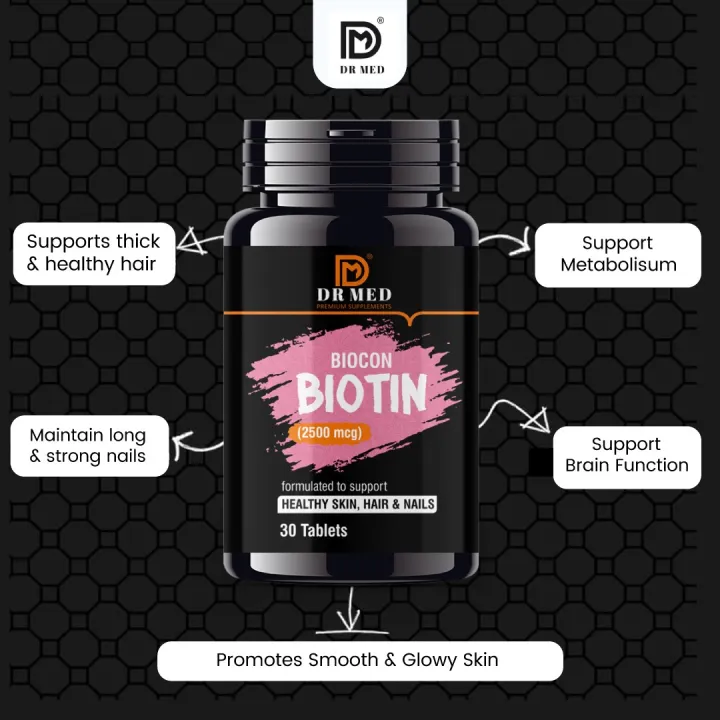 "DR%20MED%20Biocon%20Biotin:%20Biotin%202500MCG,%20Supplement%20for%20Hair%20Growth,%20Strong%20Hair%20and%20Glowing%20Skin,%20Fights%20Nail%20Brittleness,%2030%20Biotin%20Tablets%20(Its%20Wholesale%20Price)%20-%20Image%204