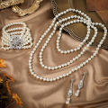 Faux Pearl Earrings 1920s Vintage Luxury Pearl Jewelry Set for Formal Events Necklace Earrings Bracelet Perfect for Parties Weddings Celebrity Style Faux Pearl Necklace. 