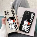Cartoon Doraemon Off Cat Shockproof Phone Case For iPhone 13 12 11 Pro 14 XS Max XR 7 8 Plus White Stripes Protective Soft Cover. 