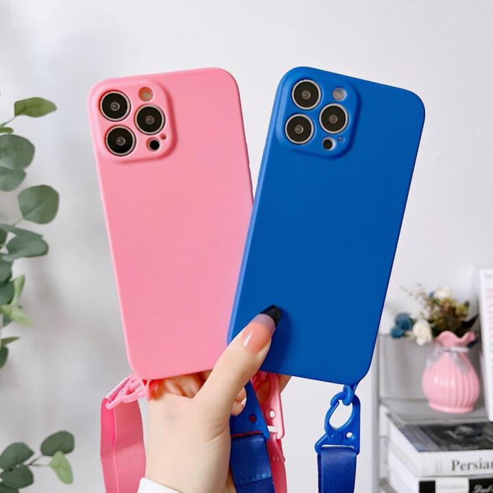 For iPhone 12 Pro Max Crossbody Sling Shoulder Strap Lanyard Case Cover Soft Phone Case