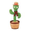 Rechargable /Cell Operated Dancing Cactus Toy with Recording Lighting Repeats What You Say Singing Cactus Plush Toy. 