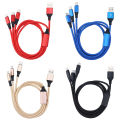 Original 3 in 1 fast charging usb cables for mobile phones | one drág three data cable for apple îphóné Android Type-C braided line usb cable 3 in 1 | Multi Function Charging Data Cable High Quality Adápter Cable For apple, type-C Use. 