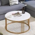 Round Center table Marble Texture Top Coffee table Large Table Dining Table Living Room Table 30" Table. 
