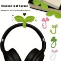 High Quality Hand-Knitted Crochet Leaf Sprout Versatile Crochet Leaf Bud Headphone Decor Cute Decor Crochet Bookmarks. 