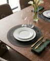 Round Placemat Hotel Restaurant PVC Table Insulation Mat Home Double Frame Decorative Mat QS Beeding. 