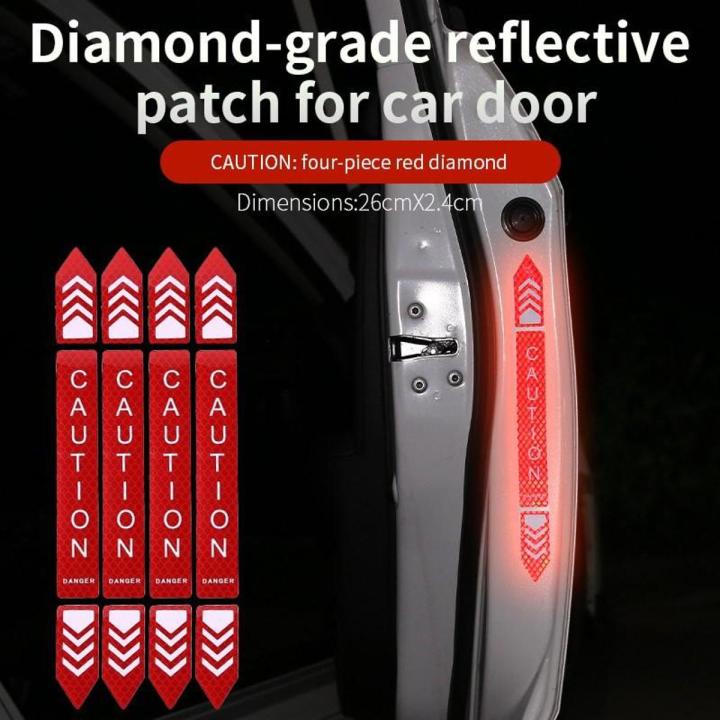 4PCS Fluorescent Car Stickers Car Door Anti-collision Reflective Patch ...