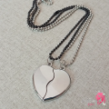Eldorado Silver Magnetic Broken Heart Necklace Locket - Heavy Metal Magnetic Heart Pendant Necklace Gift For Friends Couples. 