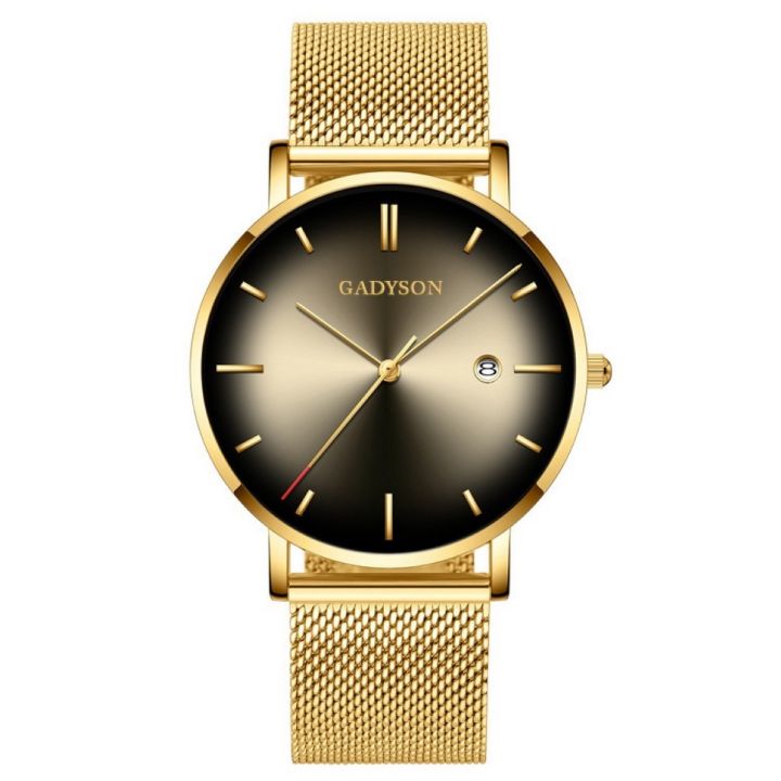 GADYSON Men Analog Display Round Dial Mesh Strap Quartz Wrist Watch