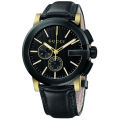 Gucci G-Chrono Black Leather Strap  Black Dial Chronograph Quartz Watch for Gents - YA101203. 